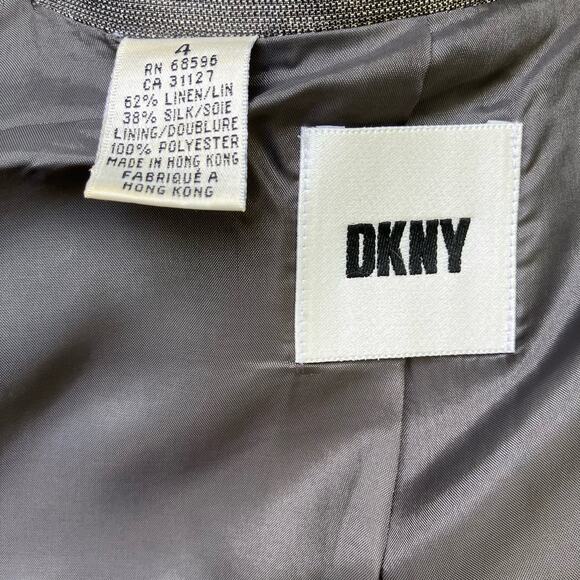 DKNY Blazer Sz 4 Linen Silk Blend Long 2 Button Lightweight Minimalist Preppy - Picture 11 of 13